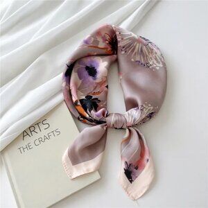 2/$30 NEW Soft Violets White Pinks Floral Flower Printed Silky Fashion Scarf